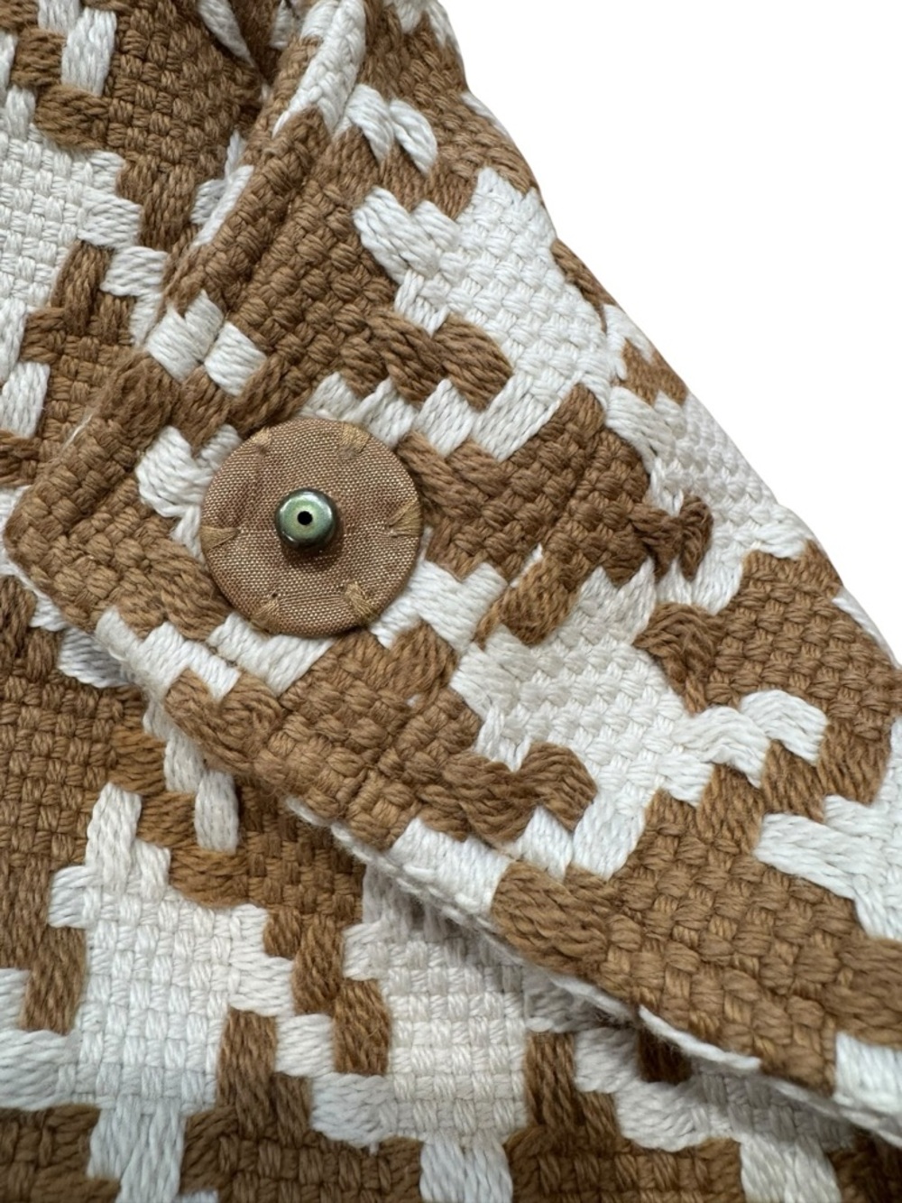 Michael Kors Brown & Cream Houndstooth Knit Blazer - Petite Small - Picture 2 of 5